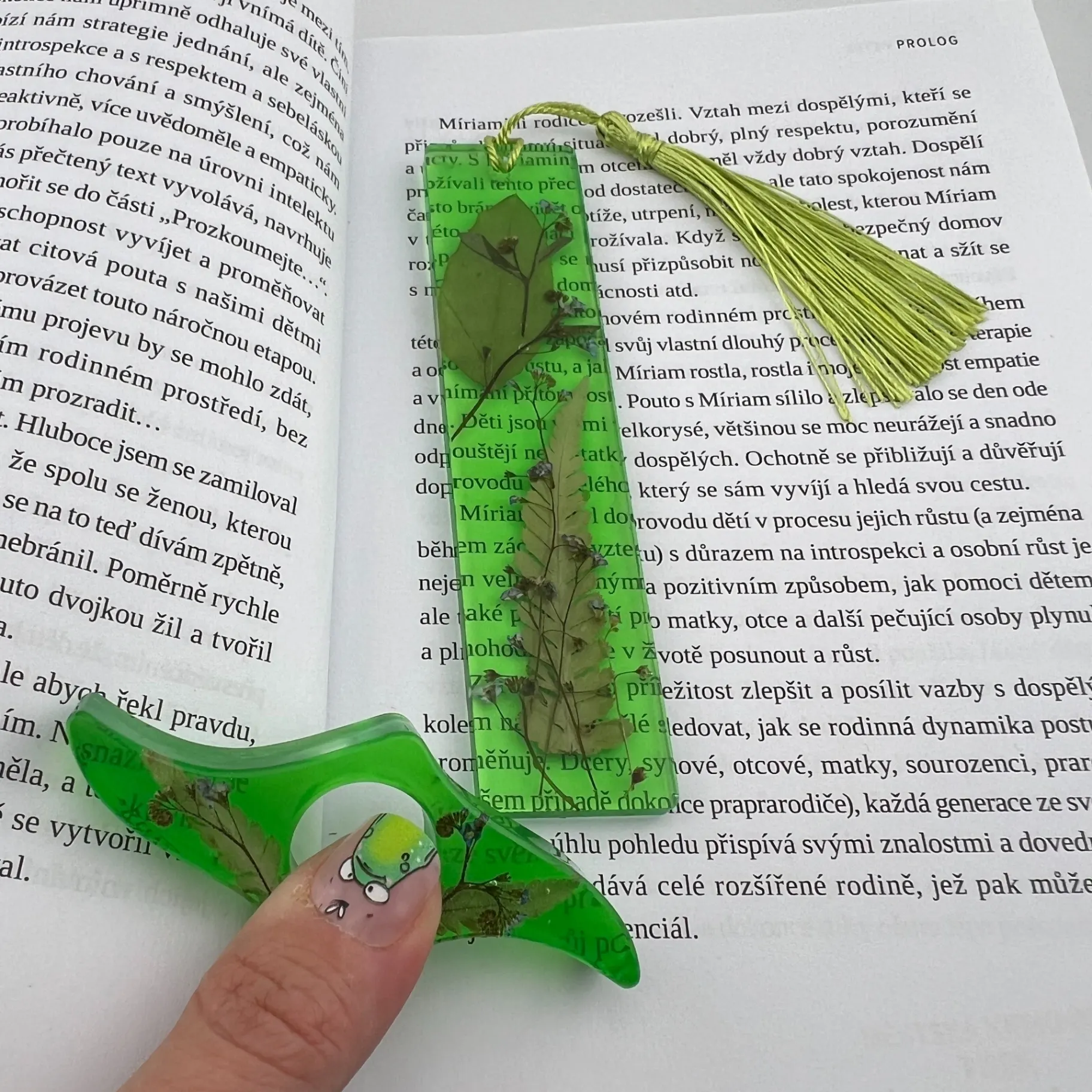 Set záložek, pryskyřice, květy, pomněnky, zelená 2