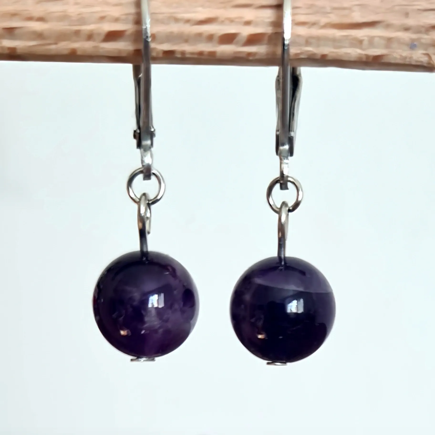 Náušnice - Ametyst chevron