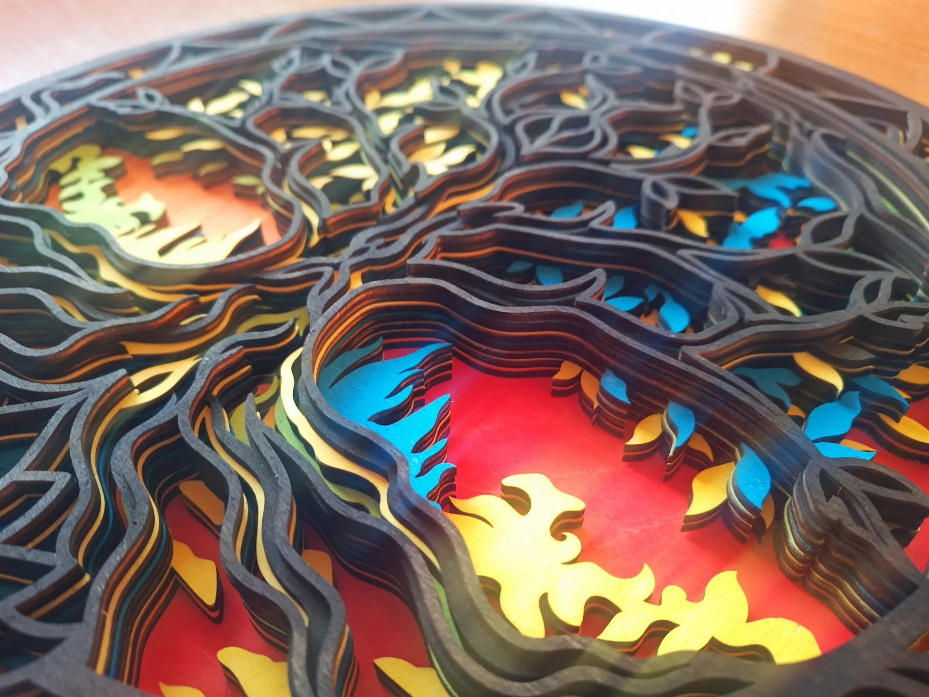 Mandala Strom Života, barvená, lakovaná, 40cm 5